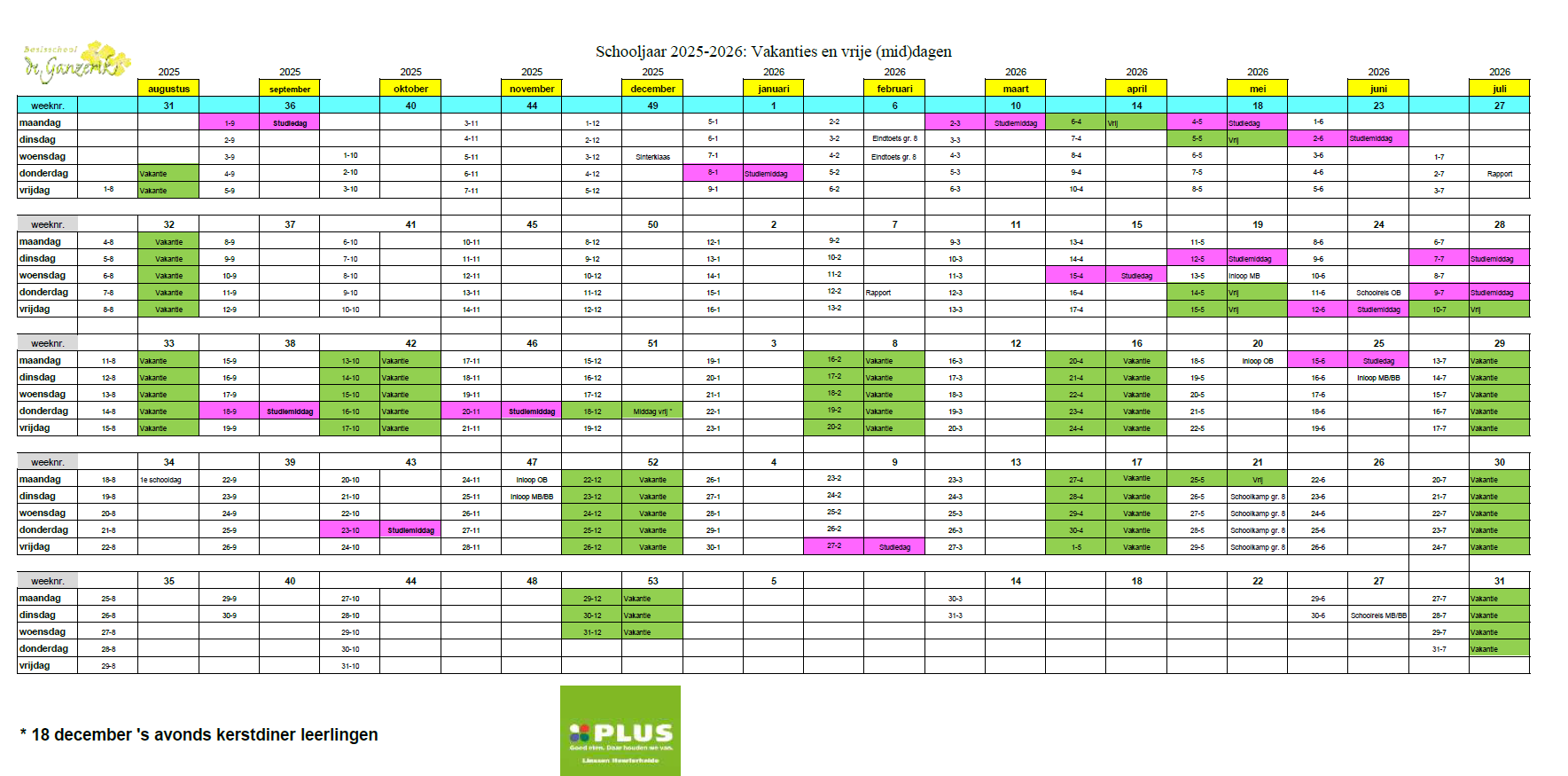 Ouder kalender 2025-2026